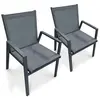 DCB GARDEN Lot de 2 fauteuils de jardin empilables en aluminium gris anthracite