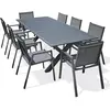 DCB GARDEN Ensemble repas de jardin 8 places en aluminium gris anthracite