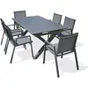 DCB GARDEN Ensemble repas de jardin 6 places en aluminium gris anthracite
