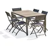Ensemble repas de jardin 6 places en aluminium gris anthracite
