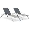Lot de 2 bains de soleil en toile plastifiée et aluminium