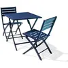 CITY GARDEN Ensemble repas de jardin 2 places en aluminium bleu marine