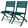 Lot de 2 chaises de jardin en aluminium - Bleu canard - MARIUS