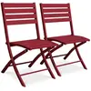Lot de 2 chaises de jardin pliantes marius 82cm rouge carmin