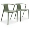 GREEN CITY Lot de 2 fauteuils de jardin empilables en polypropylène vert olive