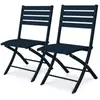 CITY GARDEN Lot de 2 chaises de jardin en aluminium bleu marine