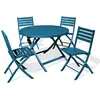 CITY GARDEN Ensemble repas de jardin 4 places en aluminium bleu canard