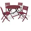 CITY GARDEN Ensemble repas de jardin 4 places en aluminium rouge carmin