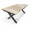 dcb garden Table de jardin en aluminium anthracite et plateau HPL imitation bois