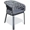 Fauteuil de jardin en corde tissée et aluminium gris anthracite