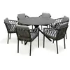 PARIS GARDEN Table de jardin ronde PILAT-TB129 et 6 fauteuils PILAT-FT empilables