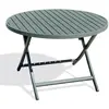 Table de jardin ronde pliante en aluminium vert kaki - MARIUS