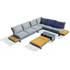 DCB GARDEN Salon de jardin d'angle 6 places en bois d'acacia et alu anthracite