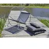 DCB GARDEN Fauteuil à bascule de jardin en inox et toile plastifiée grise