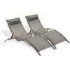 DCB GARDEN Lot de 2 bains de soleil en aluminium et toile plastifiée cappuccino