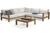 DCB GARDEN Salon de jardin d'angle 5 places en aluminium effet bois - MAJORQUE