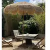 Parasol marron clair à franges en acier finition bois naturel - HAWAI