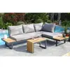 DCB GARDEN Salon de jardin modulable 4 places en bois d'acacia et aluminium gris