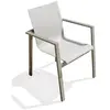 DCB GARDEN Fauteuil de jardin empilable en alu kaki et toile plastifiée grise