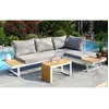 DCB GARDEN Salon de jardin 4 places en bois d'acacia et aluminium blanc - TOKYO