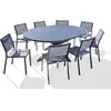DCB GARDEN Ensemble repas PELOSA 8 places en aluminium anthracite avec rallonge papillon