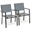 DCB GARDEN Lot de 2 fauteuils de jardin en alu anthracite toile plastifiée grise