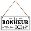 Plaque à suspendre Le Bonheur 20 cm