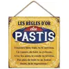 STC Plaque déco - Règle d’or Pastis - Métal - Vintage - 20x20 cm - À suspendre
