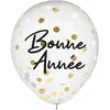 Ballons Confettis Bleu Marine / Or "Bonne Année" - Lot de 6