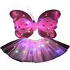 Costume de papillon LED rose (4 pièces)