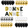 Kit décoration Nouvel An 40 ballons noir, or et argent   Bonne Année 3...