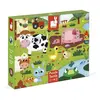 JANOD Puzzle Tactile Géant Animaux de la Ferme - 20 Pièces en Carton Rigide - Neuf
