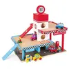 Juratoys Garage Station Service en bois JANOD - 3 niveaux - 4 véhicules - Dès 3 ans