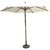 Concept Usine Parasol rond en bois inclinable toile écru diamètre 300 cm CANCUN