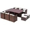 Concept Usine Table et chaise 10 places encastrables alu résine marron/blanc
