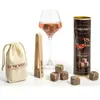 ON THE ROCKS Coffret Pierres à vin - 6 glaçons granit + pince hêtre