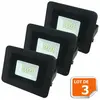 EUROBRYTE Lot de 3 LED Projecteur Lampe 10W Noir 6000K IP65 Extra Plat