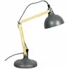 Retro - Lampe de table Grise mat et Bois - Largeur 15 cm - Hauteur 42 cm
