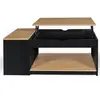 CASSYM Idomya - Table basse relevable avec coffre Elina bois/noir - 110x60x45 cm T.U