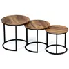 Idomya - 3 Tables basses rondes gigognes Elize bois/noir - D.35/40/45 ...