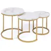 Idomya - 3 Tables basses rondes gigognes Glam marbre blanc/doré T.U