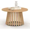 Idomya - Table basse ronde Camélia pieds lattes bois - 70x40 cm OS