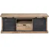 Meuble TV en bois de manguier brossé et métal noir 150 cm Helsinki