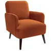 Drawer Fauteuil rétro en velours pieds bois foncé - Rouille
