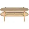 Drawer Table basse ovale en bois et cannage - Bois clair