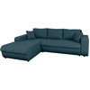 LOUNGITUDE Canapé d'angle suzie convertible en tissu - angle gauche, bleu pétrole
