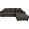 LOUNGITUDE Canapé d'angle suzie convertible en tissu - angle droit, gris foncé