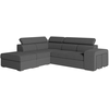 LOUNGITUDE Canapé d'angle SOAN convertible en tissu - Gris foncé - Angle Gauche
