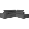 LOUNGITUDE Canapé d'angle SOAN convertible en tissu - Gris foncé - Angle Droit