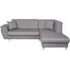 LOUNGITUDE Canapé d'angle FLAVIE convertible en tissu - Angle Droit, Gris